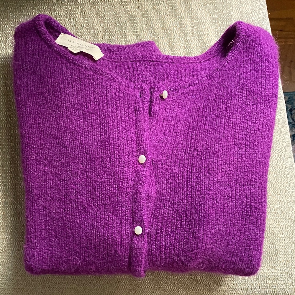 Sezane Gaspard Vibrant Violet Cardigan